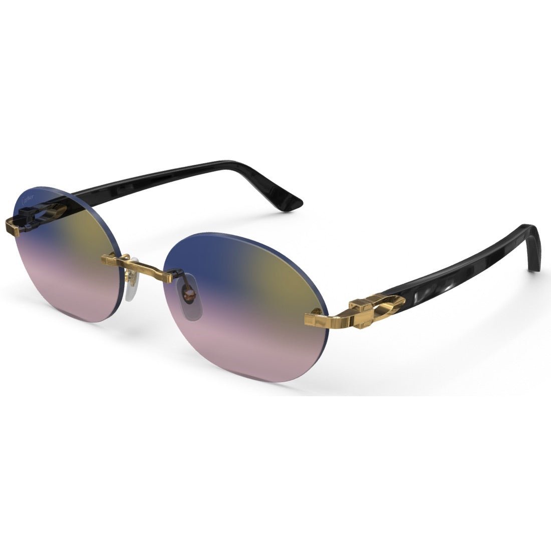 CARTIER DECOR C ACETATE BLACK OVAL GOLD GRADIENT PURPLE