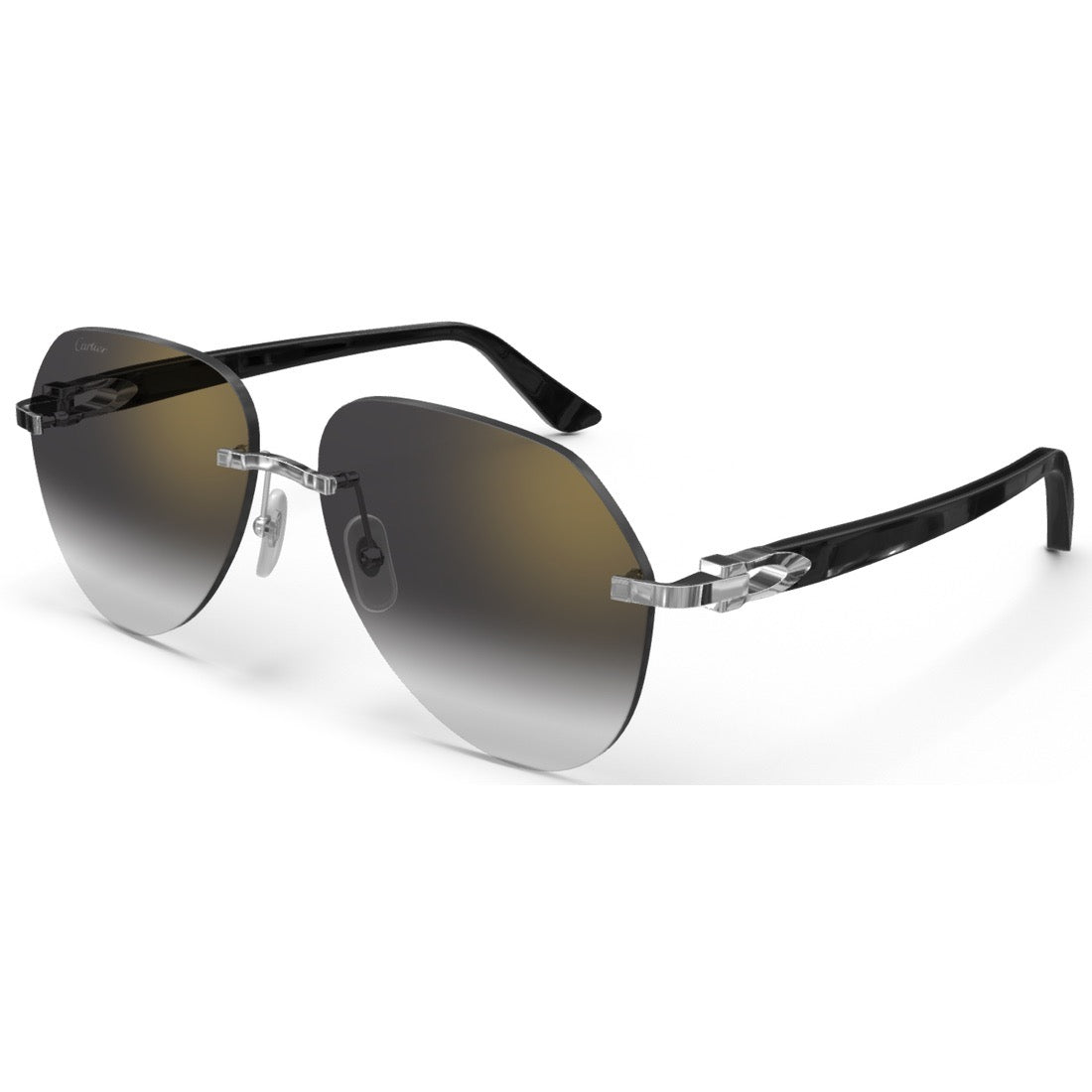 CARTIER DECOR C ACETATE BLACK PILOT PLATINUM GRADIENT GREY