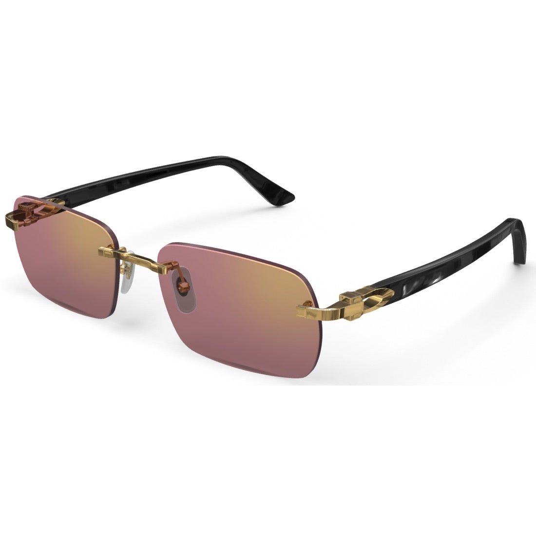 CARTIER DECOR C ACETATE BLACK RECTANGULAR GOLD BURGUNDY