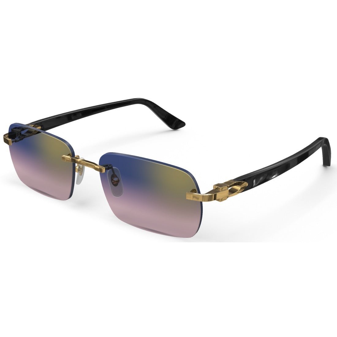 CARTIER DECOR C ACETATE BLACK RECTANGULAR GOLD GRADIENT PURPLE