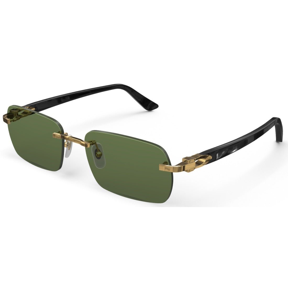 CARTIER DECOR C ACETATE BLACK RECTANGULAR GOLD GREEN