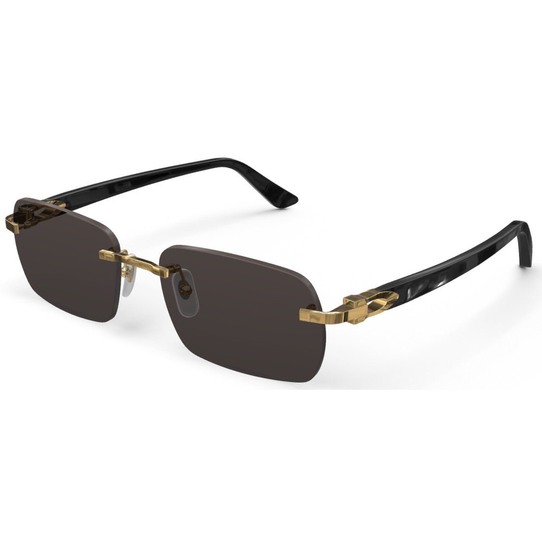 CARTIER DECOR C ACETATE BLACK RECTANGULAR GOLD GREY