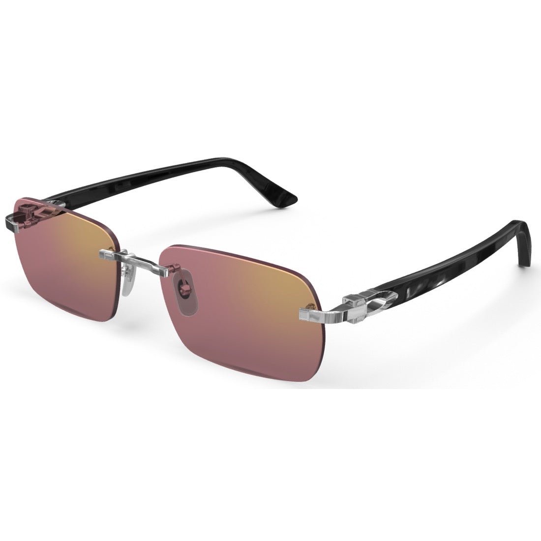 CARTIER DECOR C ACETATE BLACK RECTANGULAR PLATINUM BURGUNDY