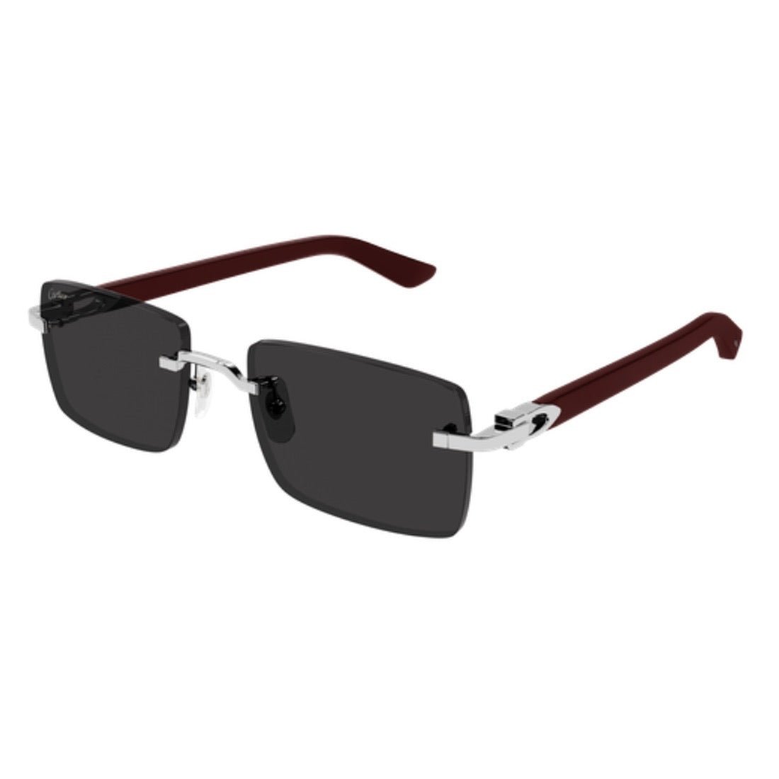 Cartier CT0579S-006 Sunglasses Silver Burgundy Smoke Metal Cartier Core Range Ct0579s Sunglasses 006 for Men main image 4