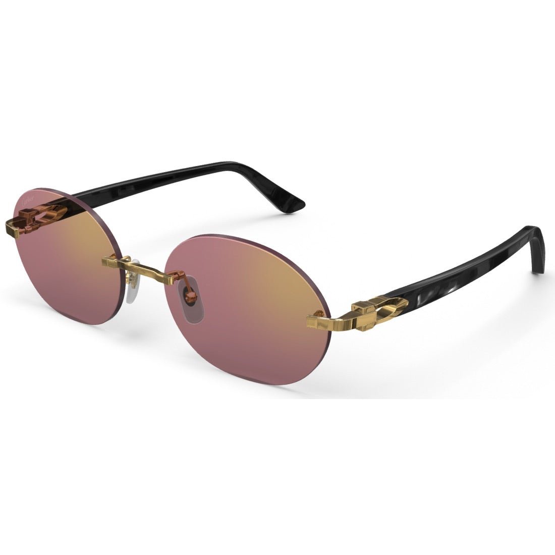 CARTIER DECOR C ACETATE BLACK - OVAL - GOLD/BURGUNDY - PARIS LUNETIER