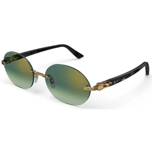 CARTIER DECOR C ACETATE BLACK - OVAL - GOLD/GRADIENT GREEN - PARIS LUNETIER