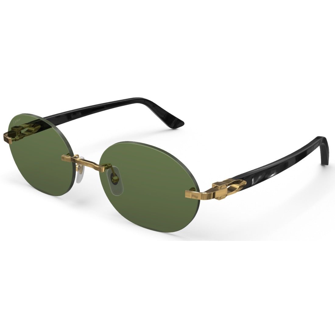 CARTIER DECOR C ACETATE BLACK - OVAL - GOLD/GREEN - PARIS LUNETIER