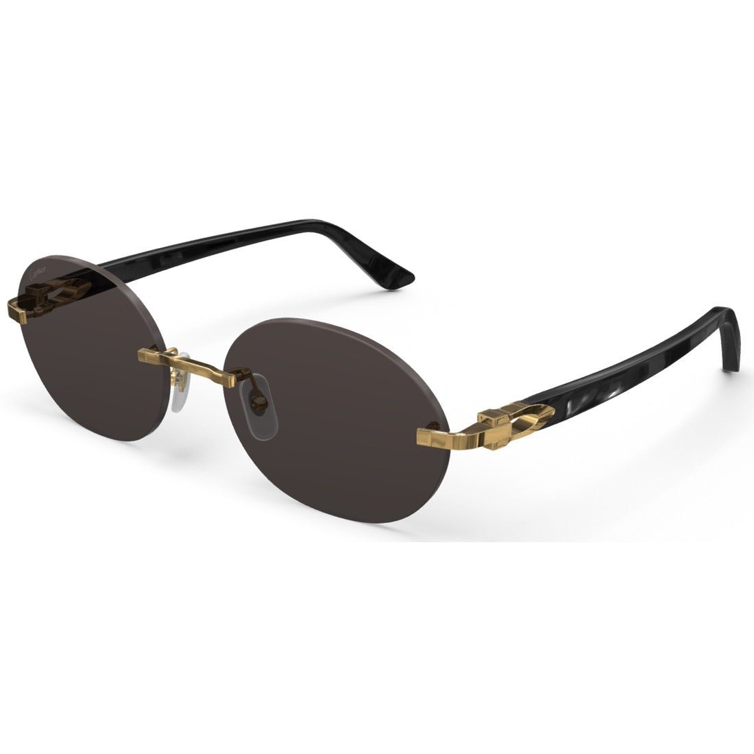 CARTIER DECOR C ACETATE BLACK - OVAL - GOLD/GREY - PARIS LUNETIER