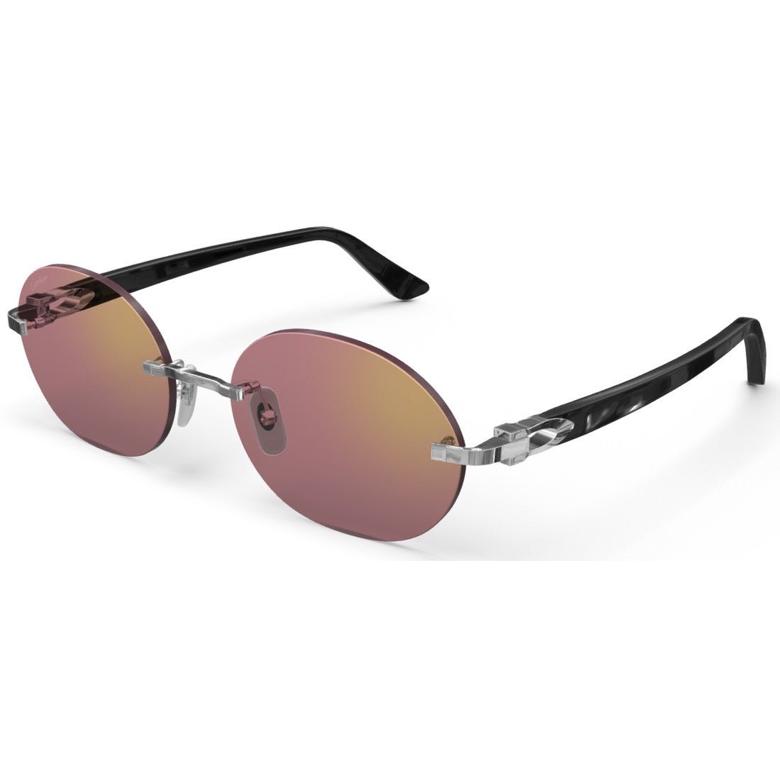 CARTIER DECOR C ACETATE BLACK - OVAL - PLATINUM/BURGUNDY - PARIS LUNETIER