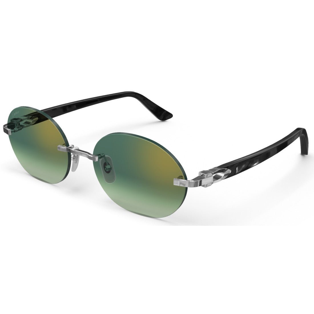 CARTIER DECOR C ACETATE BLACK - OVAL - PLATINUM/GRADIENT GREEN - PARIS LUNETIER