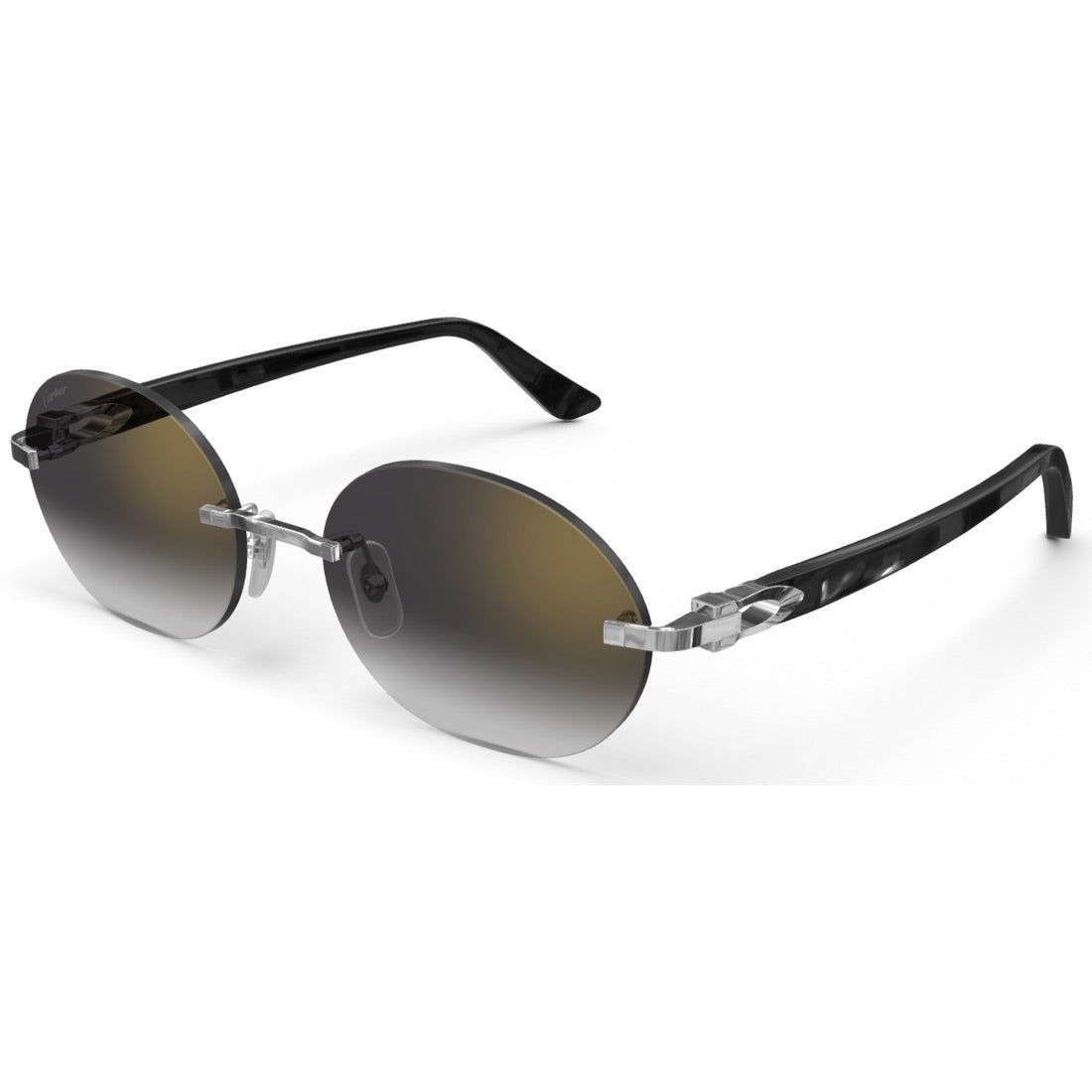 CARTIER DECOR C ACETATE BLACK - OVAL - PLATINUM/GRADIENT GREY - PARIS LUNETIER