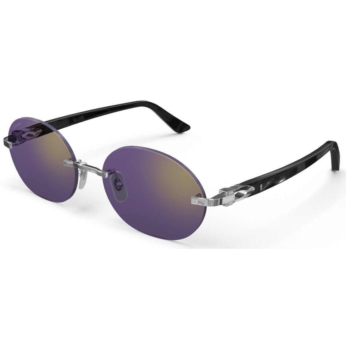 CARTIER DECOR C ACETATE BLACK - OVAL - PLATINUM/PURPLE - PARIS LUNETIER