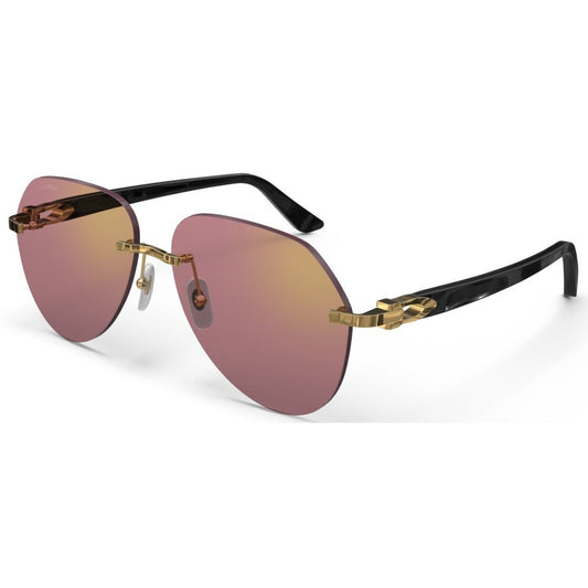 CARTIER DECOR C ACETATE BLACK - PILOT - GOLD/BURGUNDY - PARIS LUNETIER