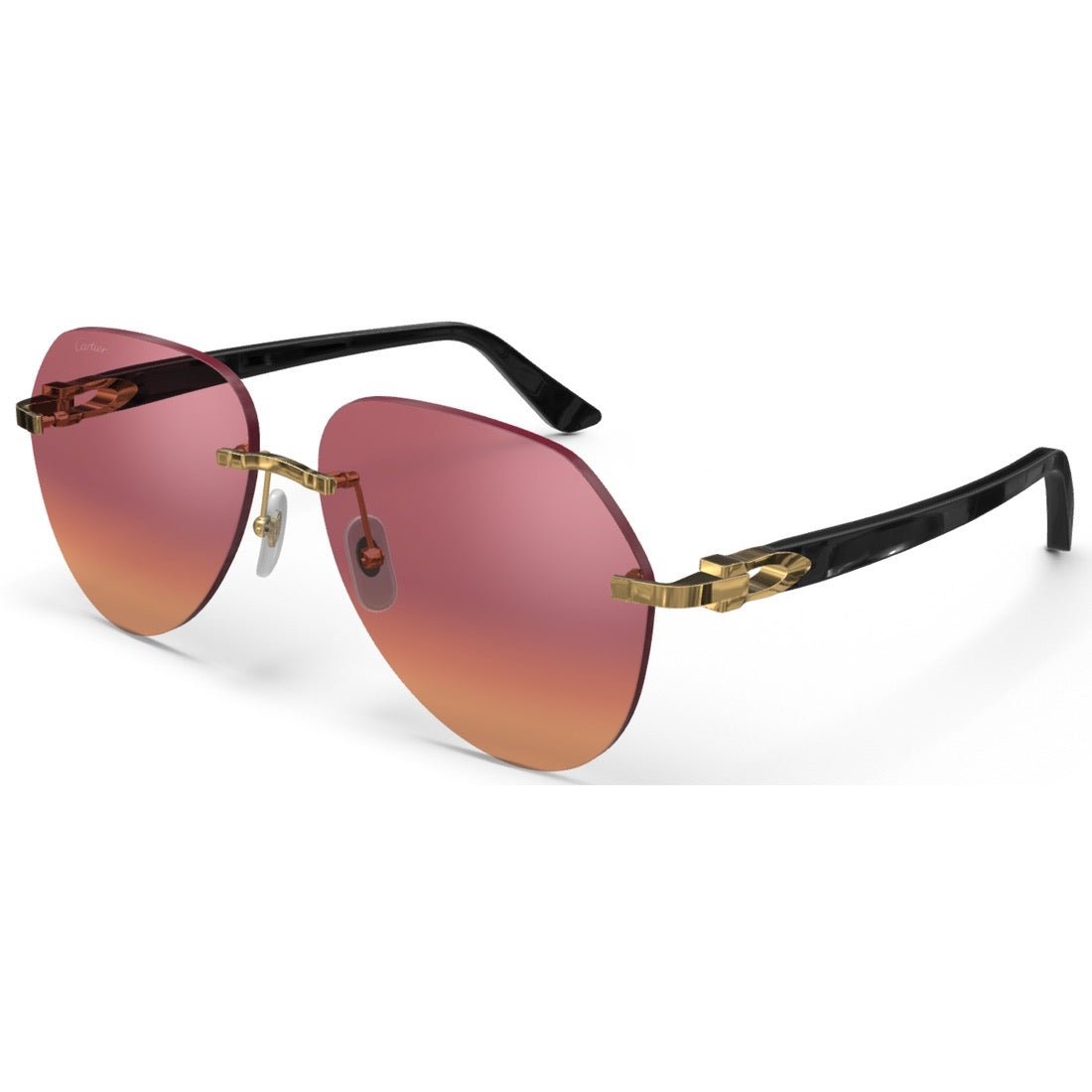 CARTIER DECOR C ACETATE BLACK - PILOT - GOLD/GRADIENT BURGUNDY - PARIS LUNETIER