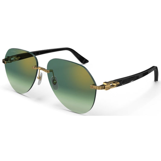 CARTIER DECOR C ACETATE BLACK - PILOT - GOLD/GRADIENT GREEN - PARIS LUNETIER