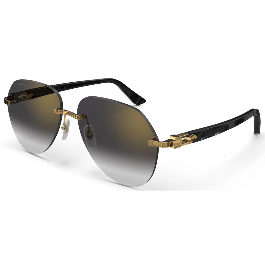 CARTIER DECOR C ACETATE BLACK - PILOT - GOLD/GRADIENT GREY - PARIS LUNETIER