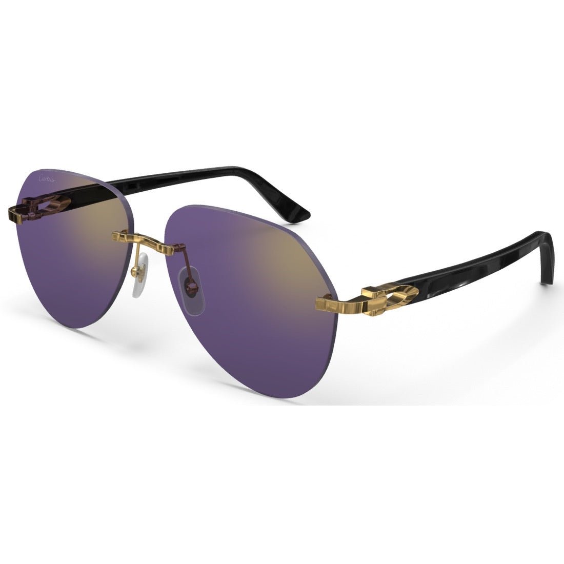 CARTIER DECOR C ACETATE BLACK - PILOT - GOLD/PURPLE - PARIS LUNETIER