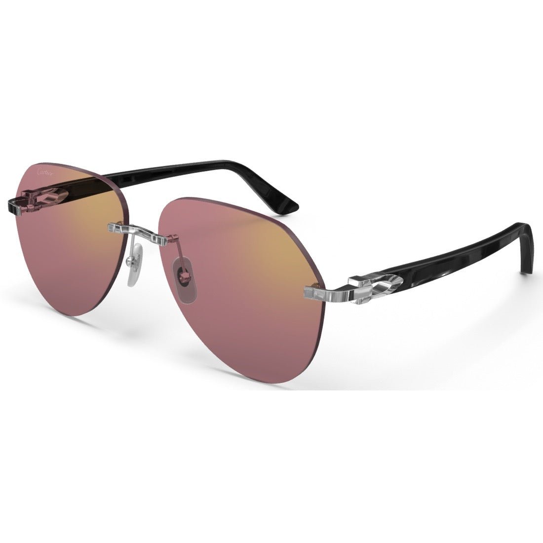 CARTIER DECOR C ACETATE BLACK - PILOT - PLATINUM/BURGUNDY - PARIS LUNETIER