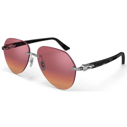 CARTIER DECOR C ACETATE BLACK - PILOT - PLATINUM/GRADIENT BURGUNDY - PARIS LUNETIER