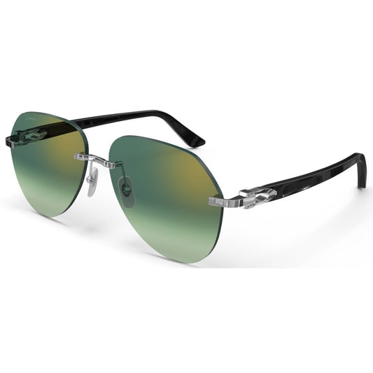 CARTIER DECOR C ACETATE BLACK - PILOT - PLATINUM/GRADIENT GREEN - PARIS LUNETIER