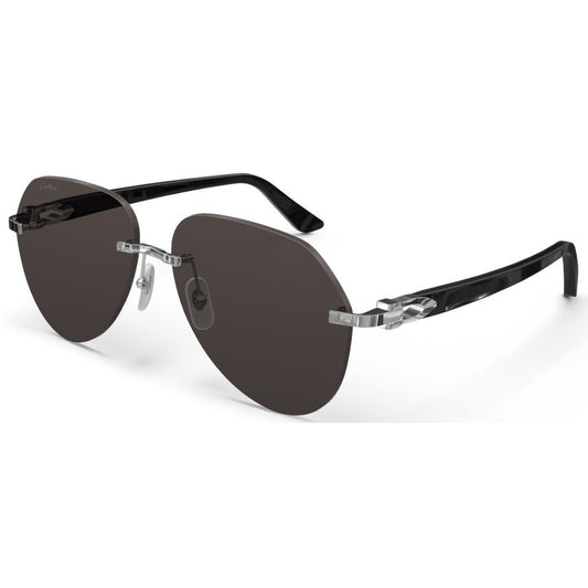 CARTIER DECOR C ACETATE BLACK - PILOT - PLATINUM/GREY - PARIS LUNETIER