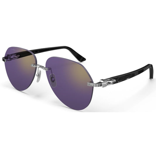 CARTIER DECOR C ACETATE BLACK - PILOT - PLATINUM/PURPLE - PARIS LUNETIER