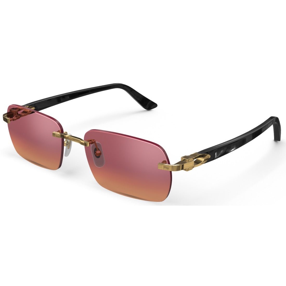 CARTIER DECOR C ACETATE BLACK - RECTANGULAR - GOLD/GRADIENT BURGUNDY - PARIS LUNETIER