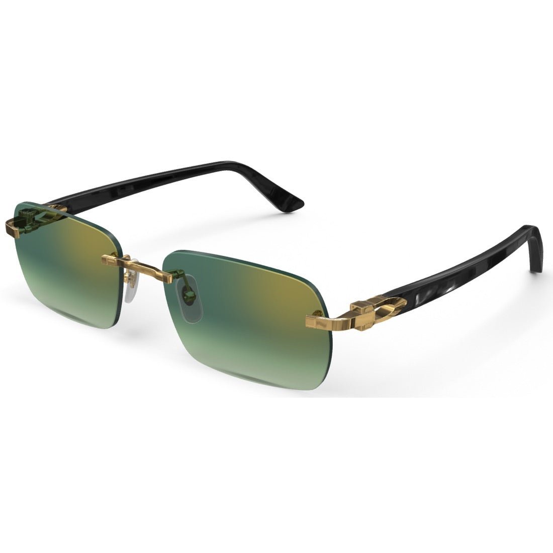 CARTIER DECOR C ACETATE BLACK - RECTANGULAR - GOLD/GRADIENT GREEN - PARIS LUNETIER