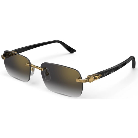 CARTIER DECOR C ACETATE BLACK - RECTANGULAR - GOLD/GRADIENT GREY - PARIS LUNETIER