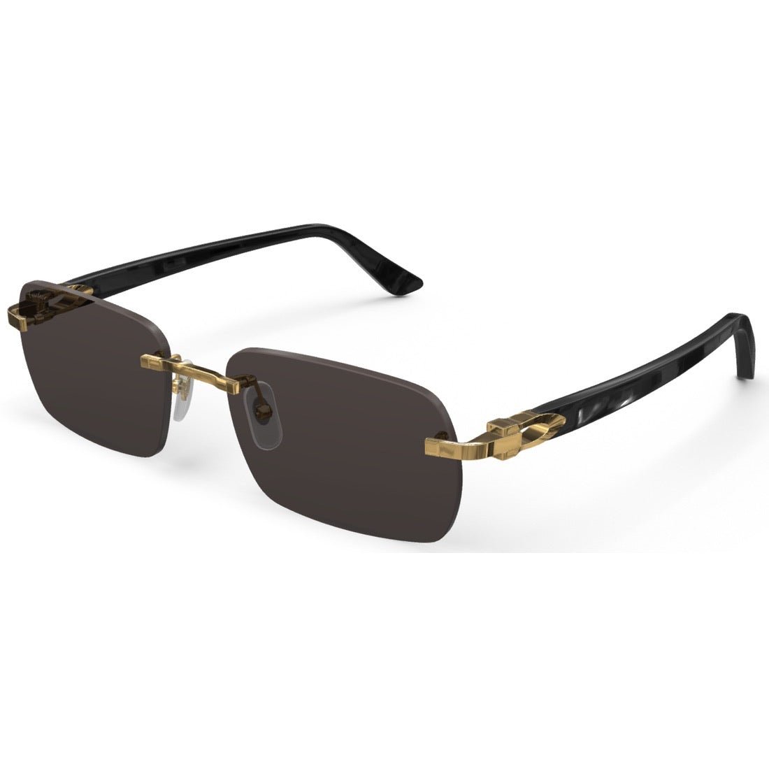 CARTIER DECOR C ACETATE BLACK RECTANGULAR GOLD/GREY