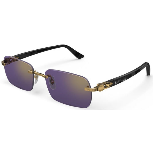 CARTIER DECOR C ACETATE BLACK - RECTANGULAR - GOLD/PURPLE - PARIS LUNETIER