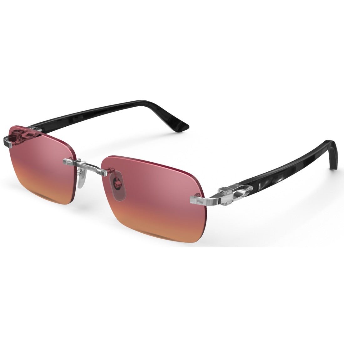 CARTIER DECOR C ACETATE BLACK - RECTANGULAR - PLATINUM/GRADIENT BURGUNDY - PARIS LUNETIER