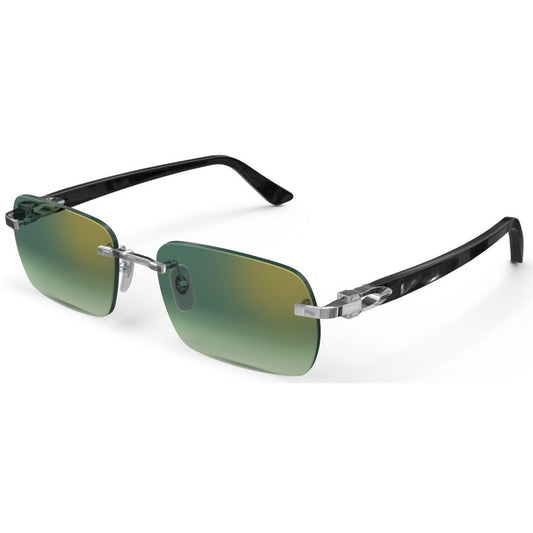 CARTIER DECOR C ACETATE BLACK - RECTANGULAR - PLATINUM/GRADIENT GREEN - PARIS LUNETIER