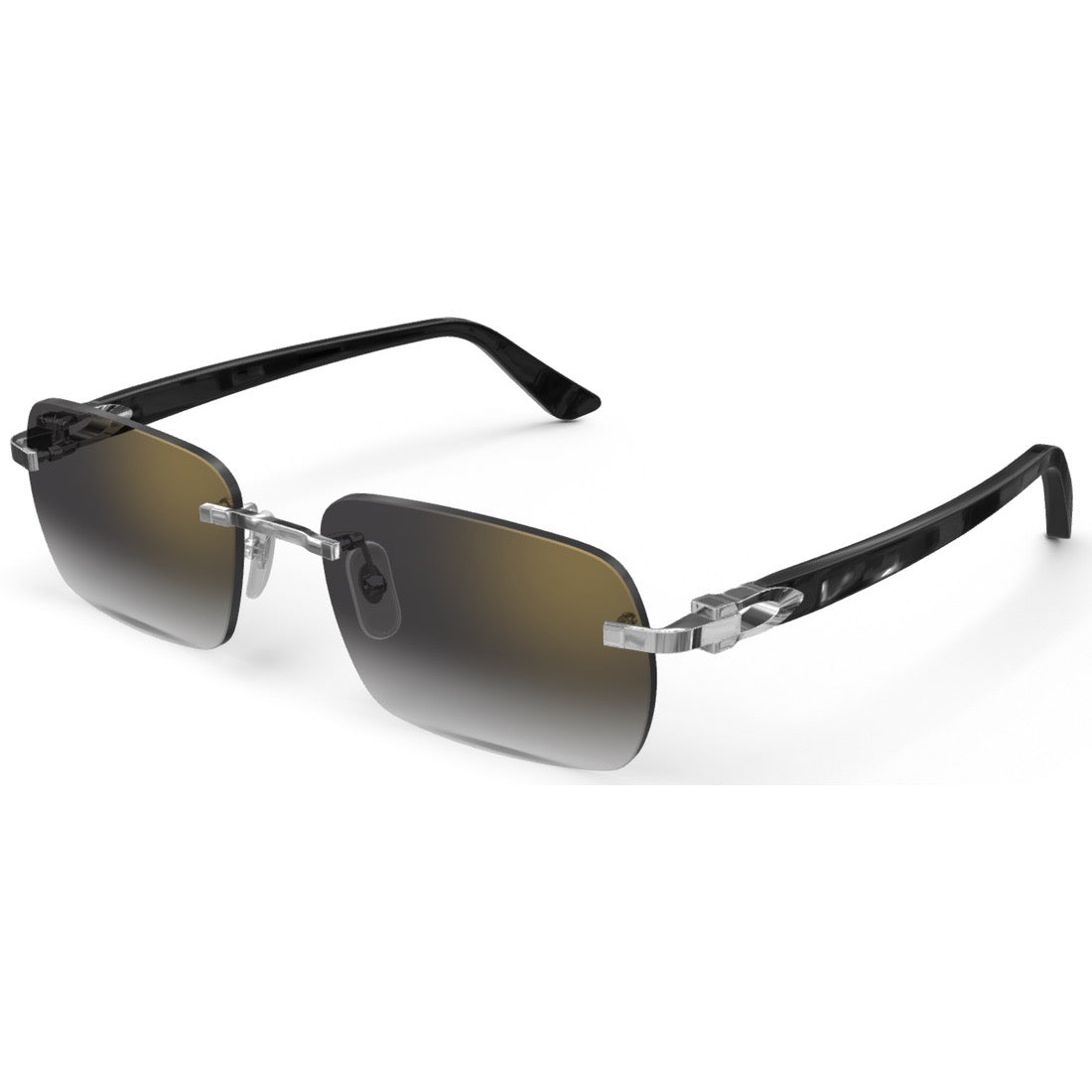 CARTIER DECOR C ACETATE BLACK - RECTANGULAR - PLATINUM/GRADIENT GREY - PARIS LUNETIER