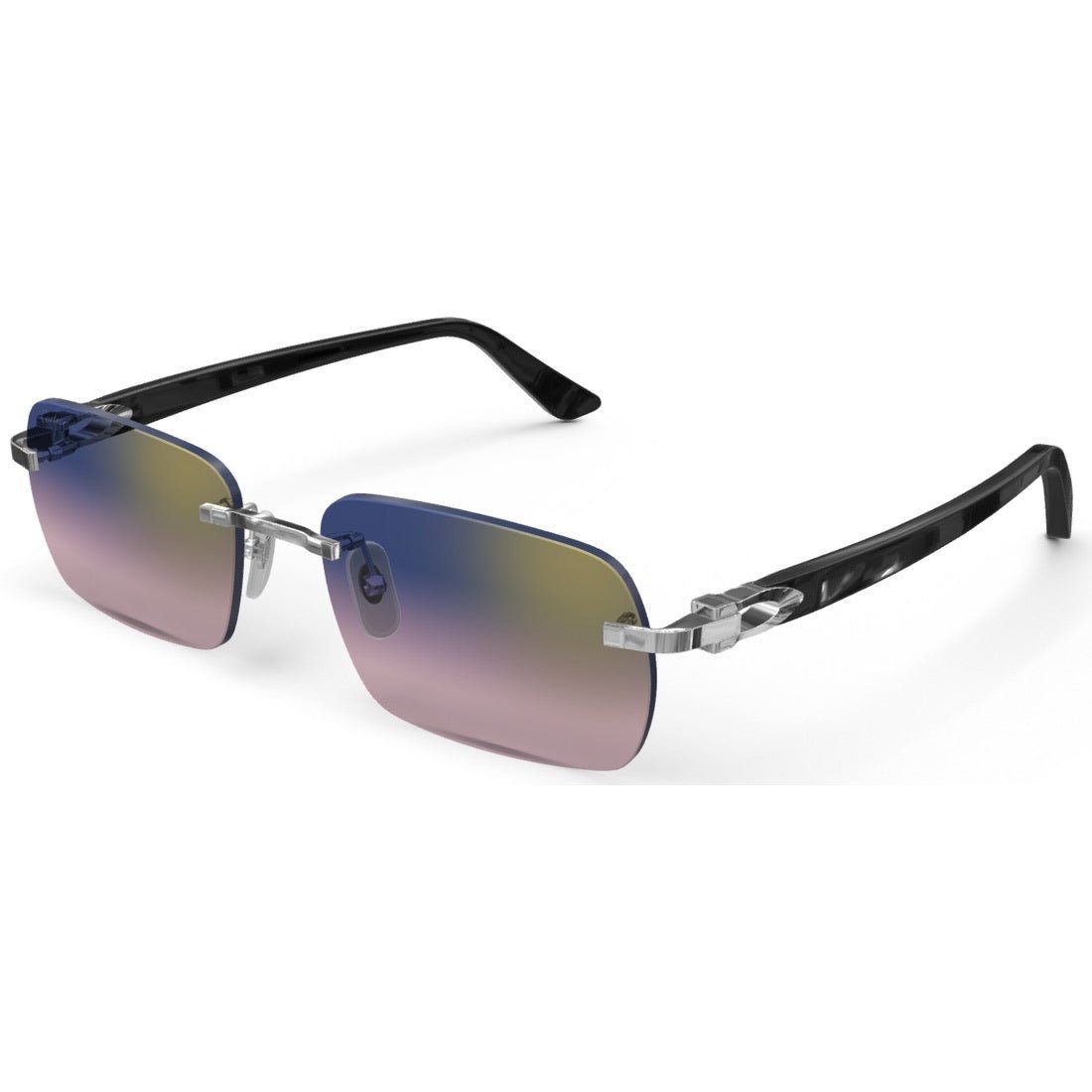 CARTIER DECOR C ACETATE BLACK - RECTANGULAR - PLATINUM/GRADIENT PURPLE - PARIS LUNETIER