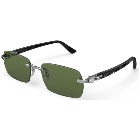 CARTIER DECOR C ACETATE BLACK - RECTANGULAR - PLATINUM/GREEN - PARIS LUNETIER