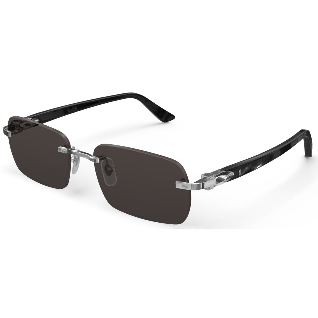 CARTIER DECOR C ACETATE BLACK - RECTANGULAR - PLATINUM/GREY - PARIS LUNETIER