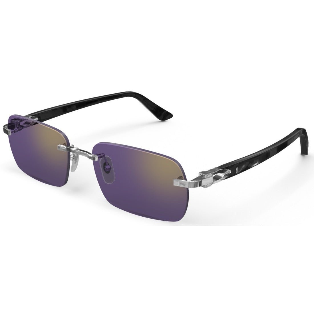 CARTIER DECOR C ACETATE BLACK - RECTANGULAR - PLATINUM/PURPLE - PARIS LUNETIER