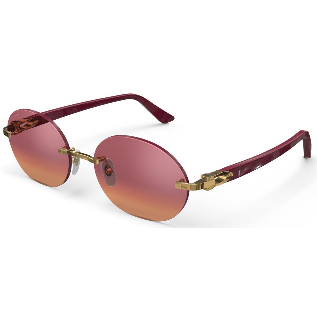 CARTIER DECOR C ACETATE BURGUNDY - OVAL - GOLD/GRADIENT BURGUNDY - PARIS LUNETIER