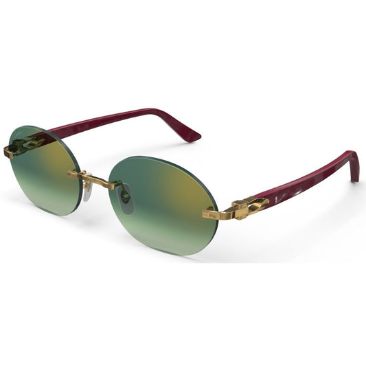 CARTIER DECOR C ACETATE BURGUNDY - OVAL - GOLD/GRADIENT GREEN - PARIS LUNETIER