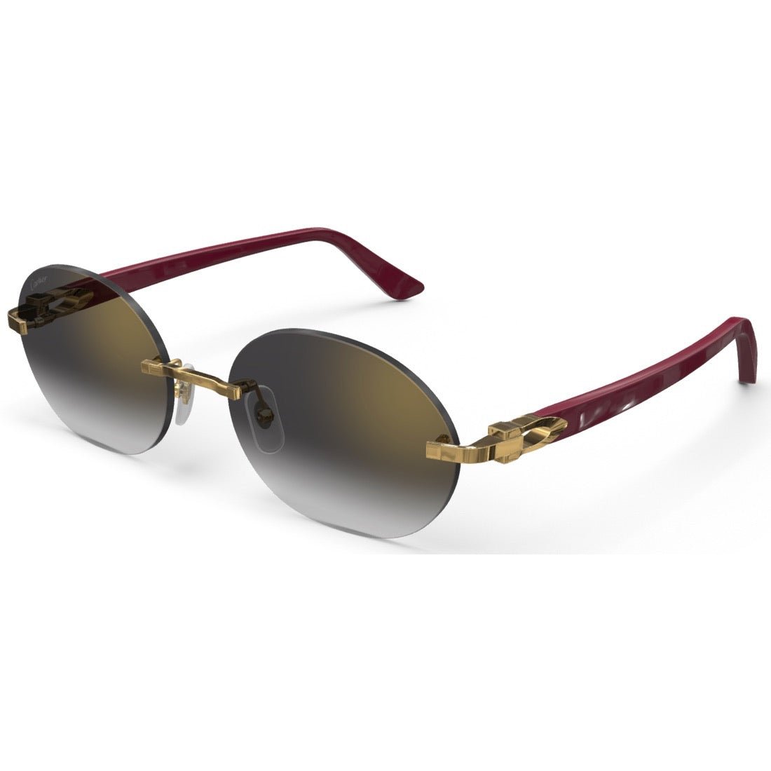 CARTIER DECOR C ACETATE BURGUNDY - OVAL - GOLD/GRADIENT GREY - PARIS LUNETIER