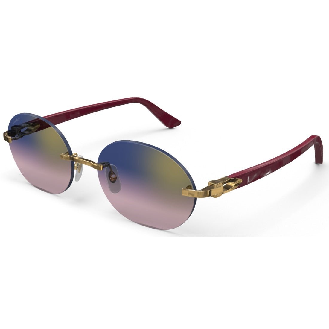 CARTIER DECOR C ACETATE BURGUNDY - OVAL - GOLD/GRADIENT PURPLE - PARIS LUNETIER