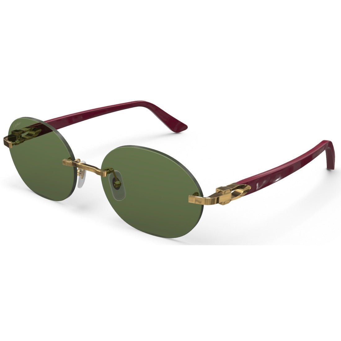 CARTIER DECOR C ACETATE BURGUNDY - OVAL - GOLD/GREEN - PARIS LUNETIER