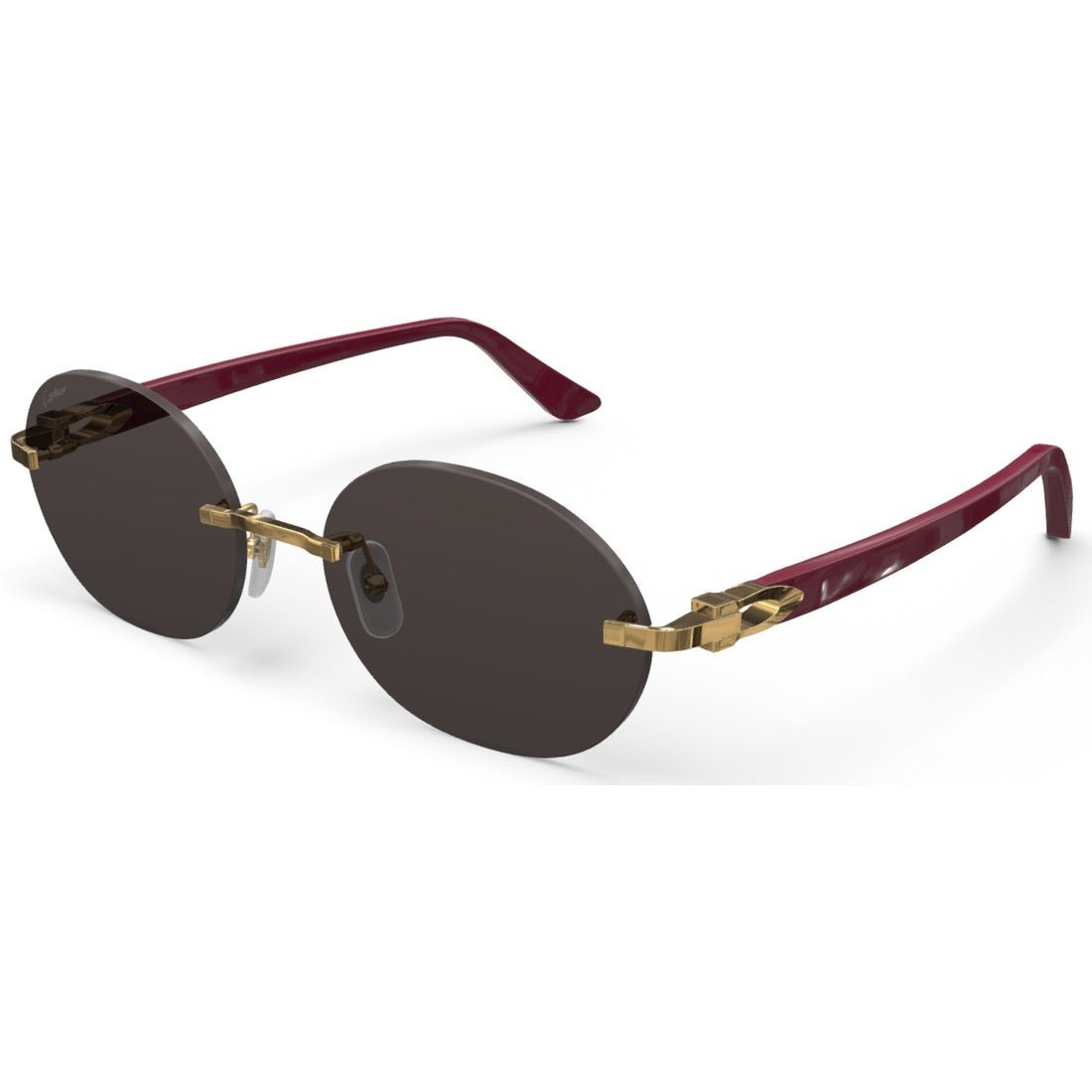 CARTIER DECOR C ACETATE BURGUNDY - OVAL - GOLD/GREY - PARIS LUNETIER