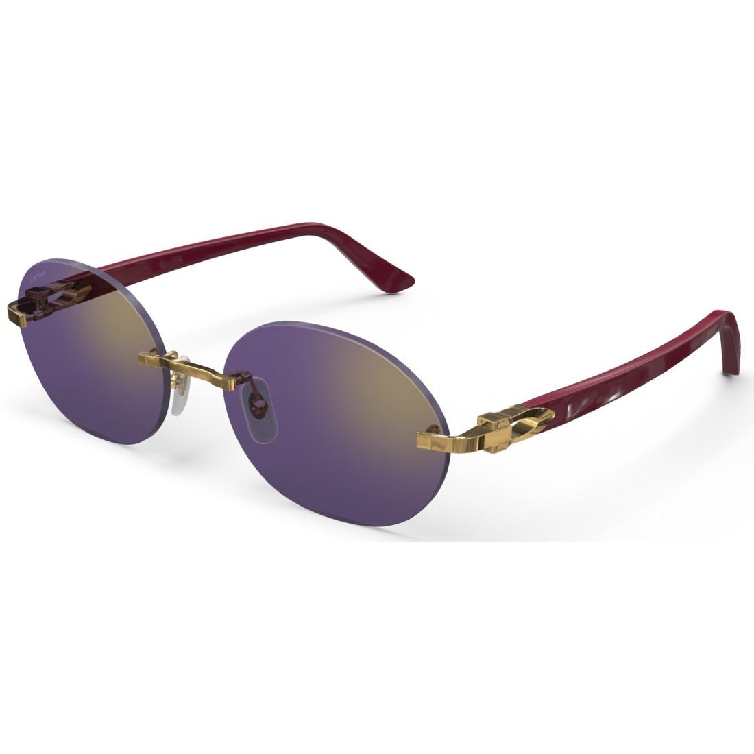 CARTIER DECOR C ACETATE BURGUNDY - OVAL - GOLD/PURPLE - PARIS LUNETIER