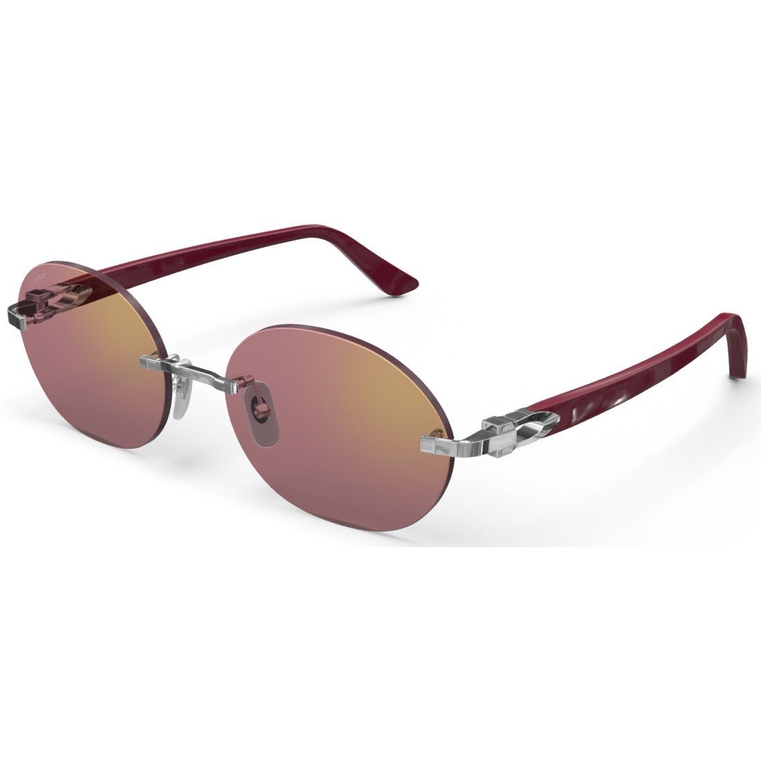 CARTIER DECOR C ACETATE BURGUNDY - OVAL - PLATINUM/BURGUNDY - PARIS LUNETIER