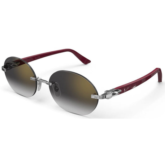 CARTIER DECOR C ACETATE BURGUNDY - OVAL - PLATINUM/GRADIENT GREY - PARIS LUNETIER