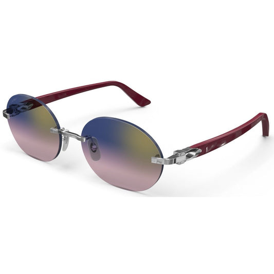 CARTIER DECOR C ACETATE BURGUNDY - OVAL - PLATINUM/GRADIENT PURPLE - PARIS LUNETIER