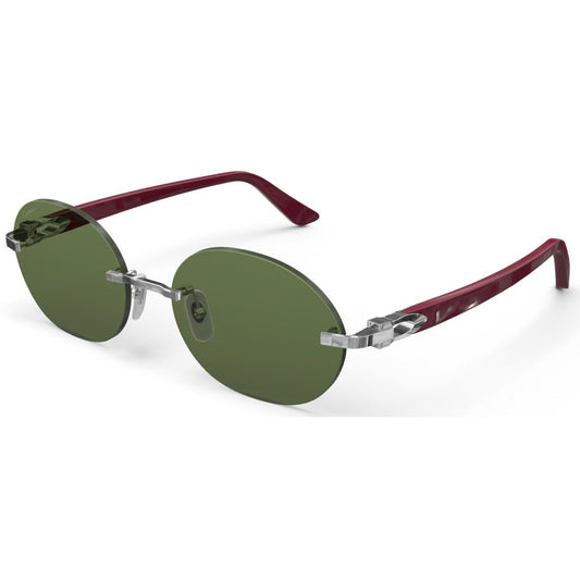 CARTIER DECOR C ACETATE BURGUNDY - OVAL - PLATINUM/GREEN - PARIS LUNETIER