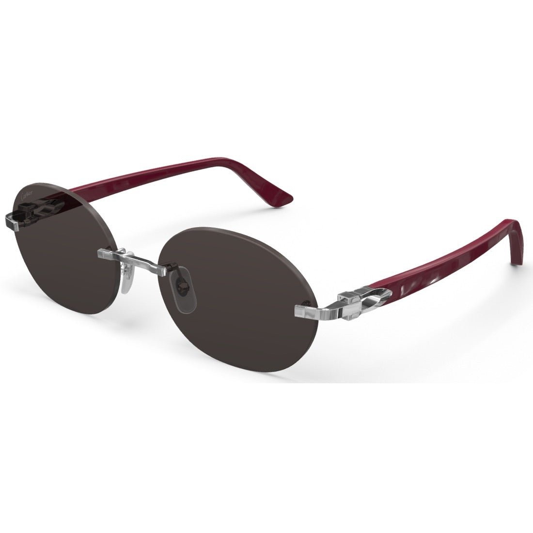 CARTIER DECOR C ACETATE BURGUNDY - OVAL - PLATINUM/GREY - PARIS LUNETIER